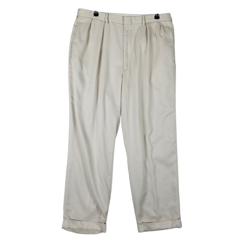 Polo Ralph Lauren Golf Pants Mens 34x27 Stone Beige Pleated Cuffed Trousers